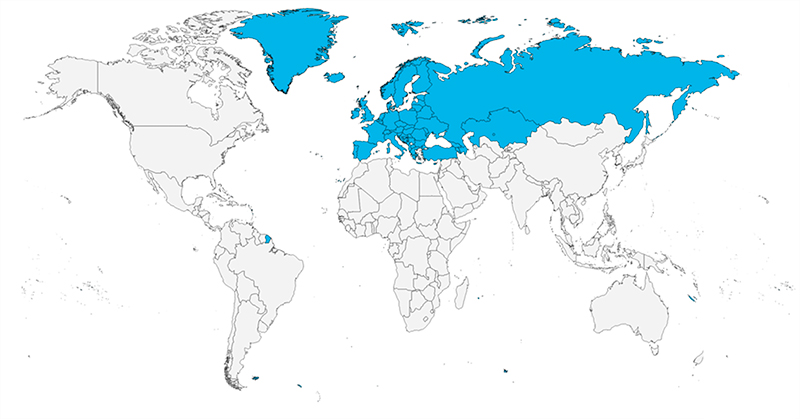Map of the members of the European Higher Education Area